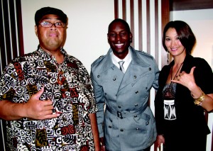Konishiki and his wife Chie with actor/singer Tyrese Gibson