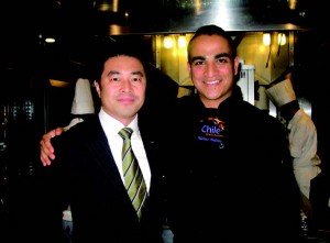 Hilton Tokyo’s Food and Beverage Manager Go Kondo visiting top Chilean chef Matias Palomo.