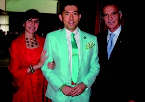 Popular politician Kotaro Tamura congratulates Italian Ambassador Vincenzo Petrone and his wife Susana
