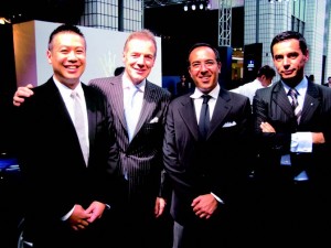 Peninsula Hotel’s director of public relations Mark Kobayashi and general manager Malcolm Thompson, Maserati managing director of Asia-Pacific Simone Niccolai, and Maserati Japan manager Fabrizio Cazzoli.