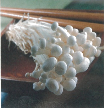 Cluster of Enoki mushrooms