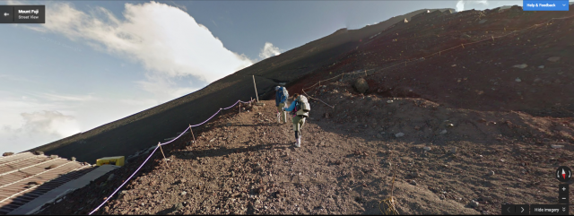 Climbers on Mount Fuji as seen by Google's new Street View mapping project took us closer to the peak.