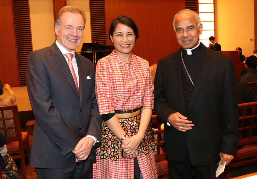 At Grace Kai's Charity Concert: Peninsula GM Malcolm Thompson, Tongan Ambassador Tania Tupou, and Holy See Archbishop Joseph Chennoth