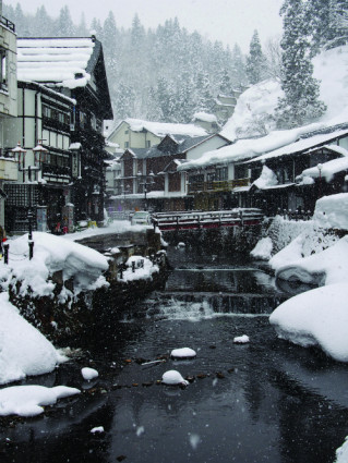 Tranquil scene at the Ginzan onsen
