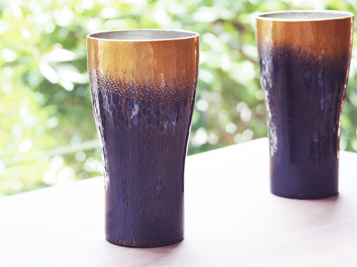 handcrafted metalwork cups from Niigata