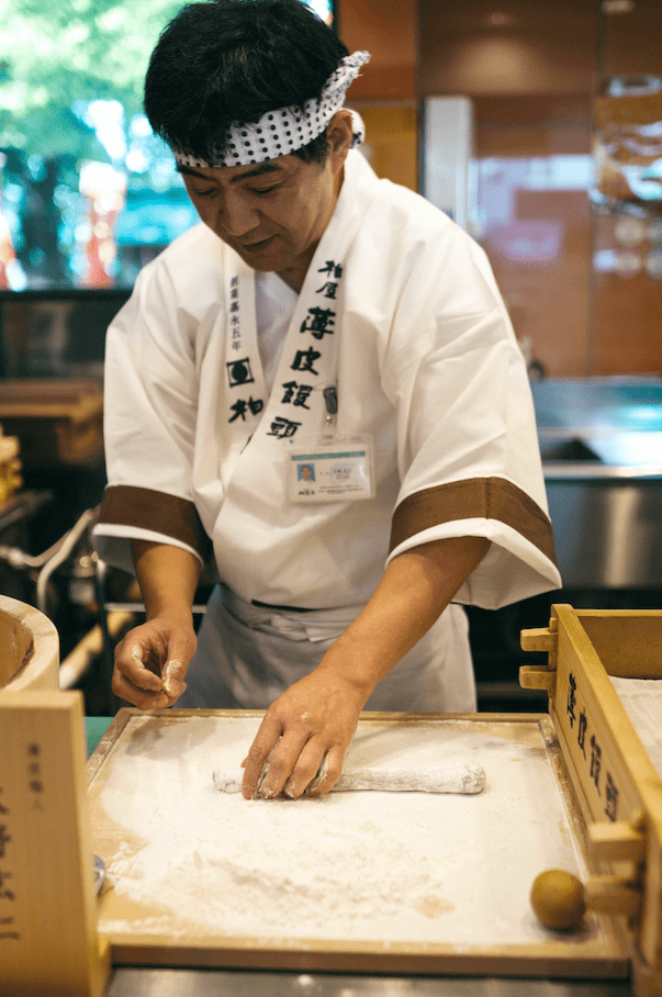 Making manju in Koriyama