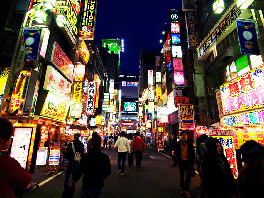 night scene of shinjuku streets