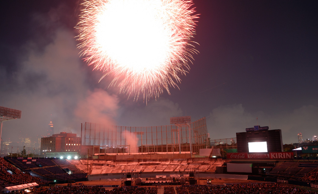 Fireworks display at Jingu Gaien stadium in Tokyo
