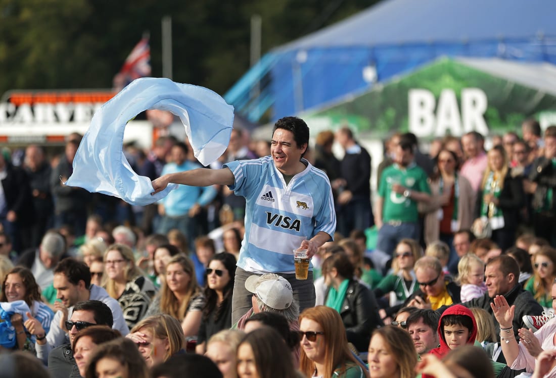 England rugby fans attend a Fanzone at 2015 Rugby World Cup