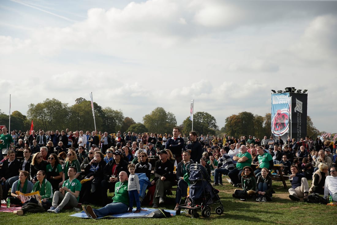 England rugby fans attend a Fanzone at 2015 Rugby World Cup
