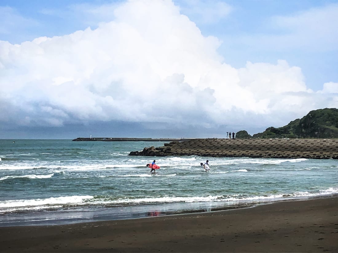 Japanese surfers at Tsurigasaki Beach in Chiba