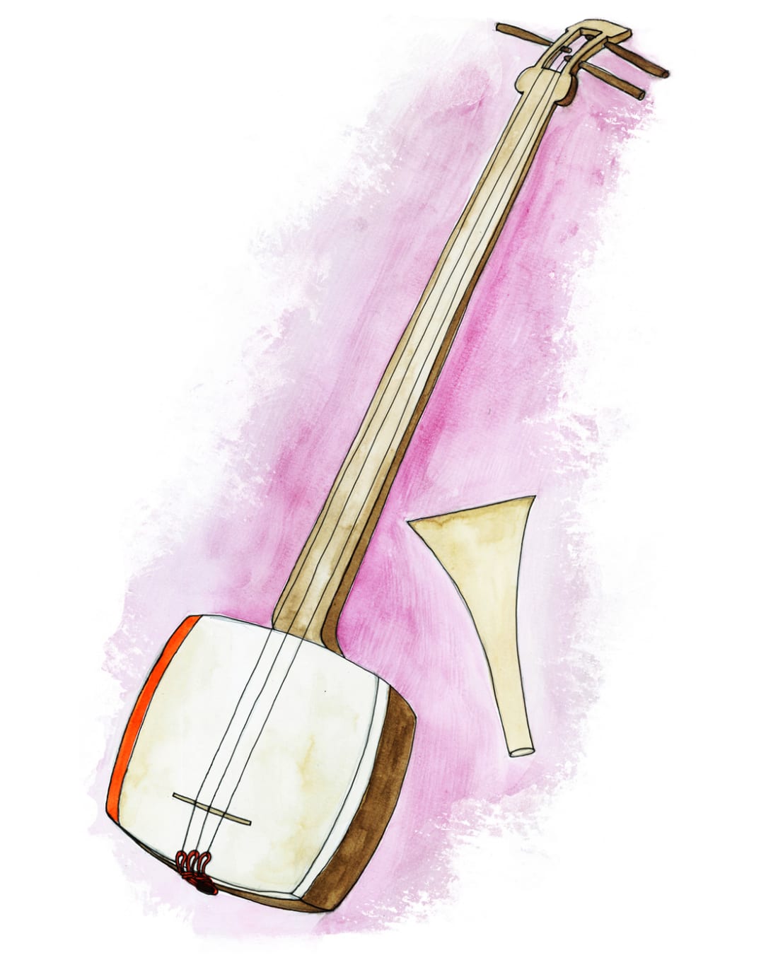 Illustration of Japanese instrument shamisen