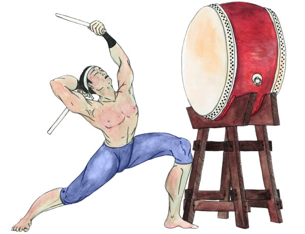 Illustration of Japanese instrument taiko drum