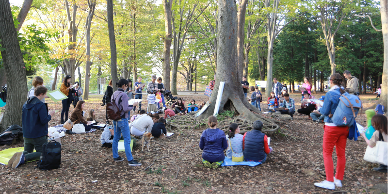 Attendees at the Big Draw at Yoyogi Park