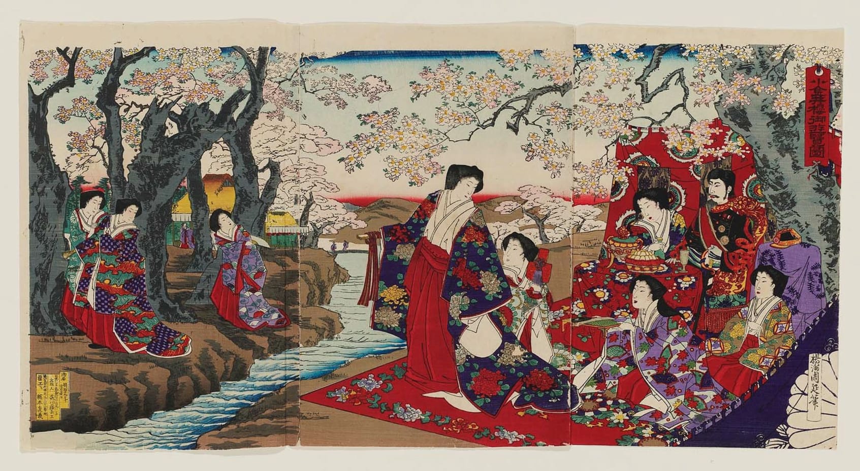 Toyohara Chikanobu Title-Enjoying the Cherry Blossoms at Koganei (Koganei sakura goyûran zu) Date-1886 Details-