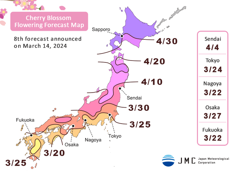 Cherry Blossom season japan forecast
