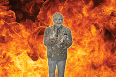 kfc colonel statue burned