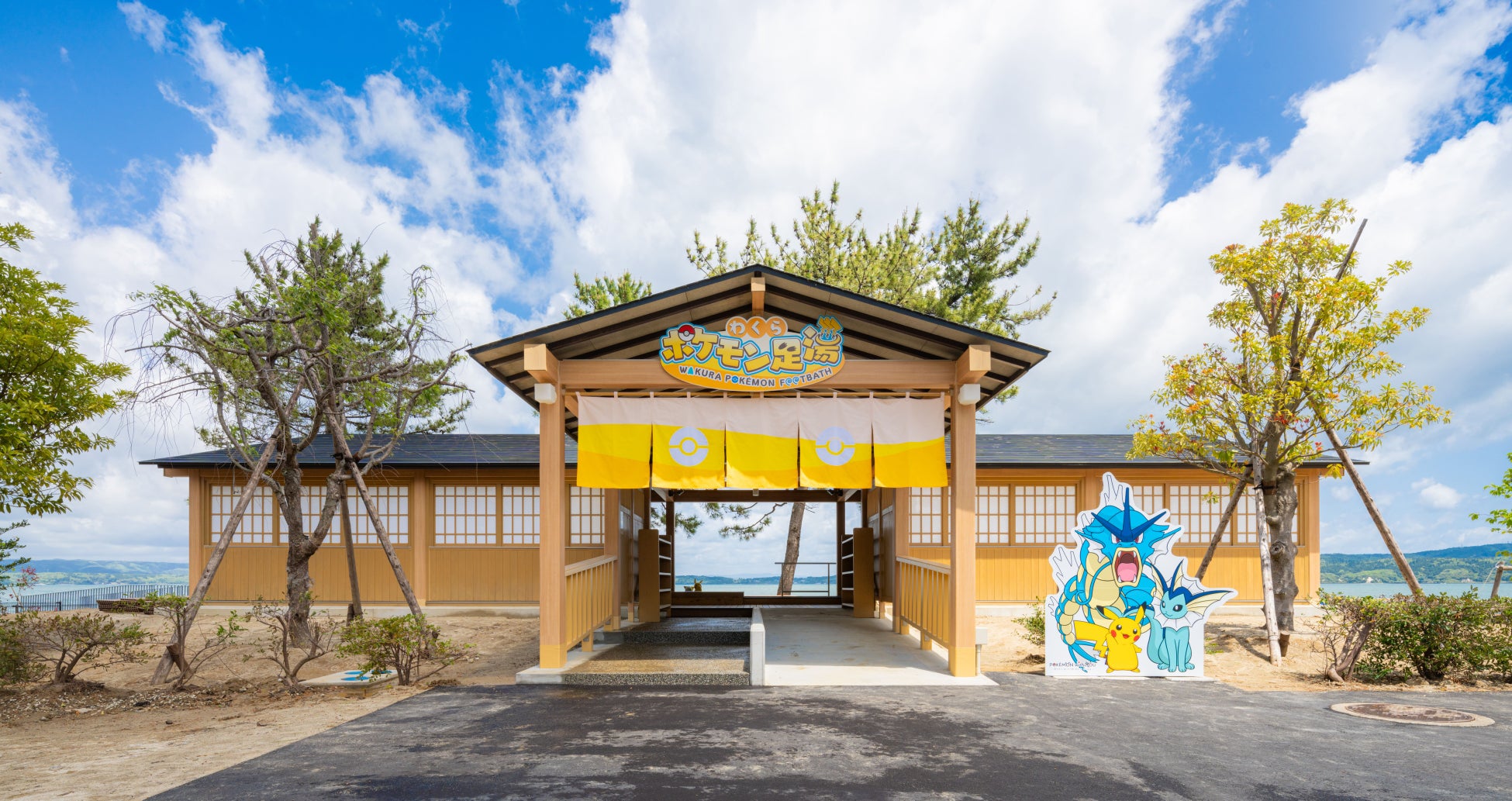 pokemon hot spring footbath in wakura onsen, ishikawa prefecture