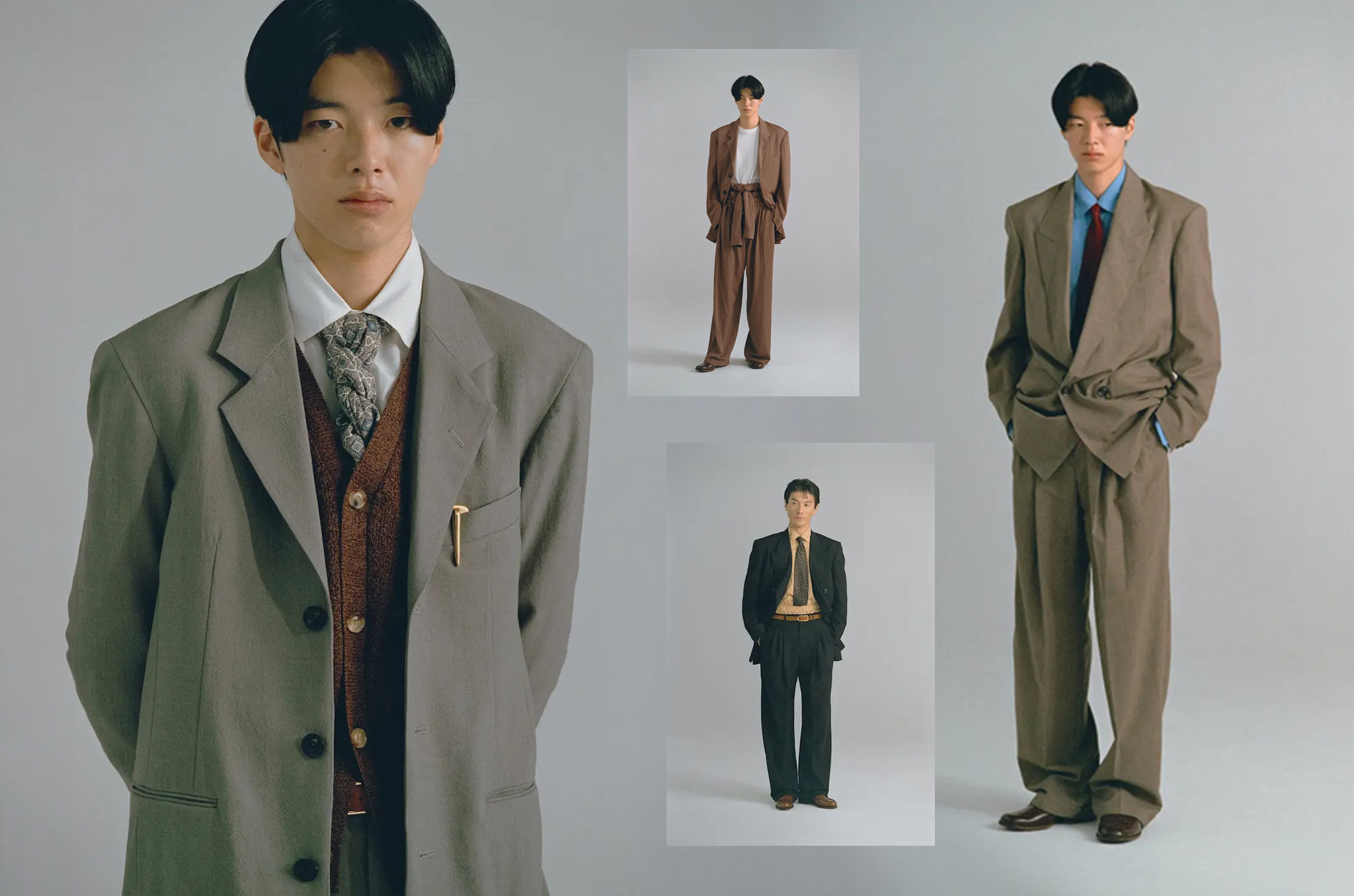Soshiotsuki Spring/Summer 2025 collection lookbook featuring oversized tailoring by Japanese menswear designer Soshi Otsuki.