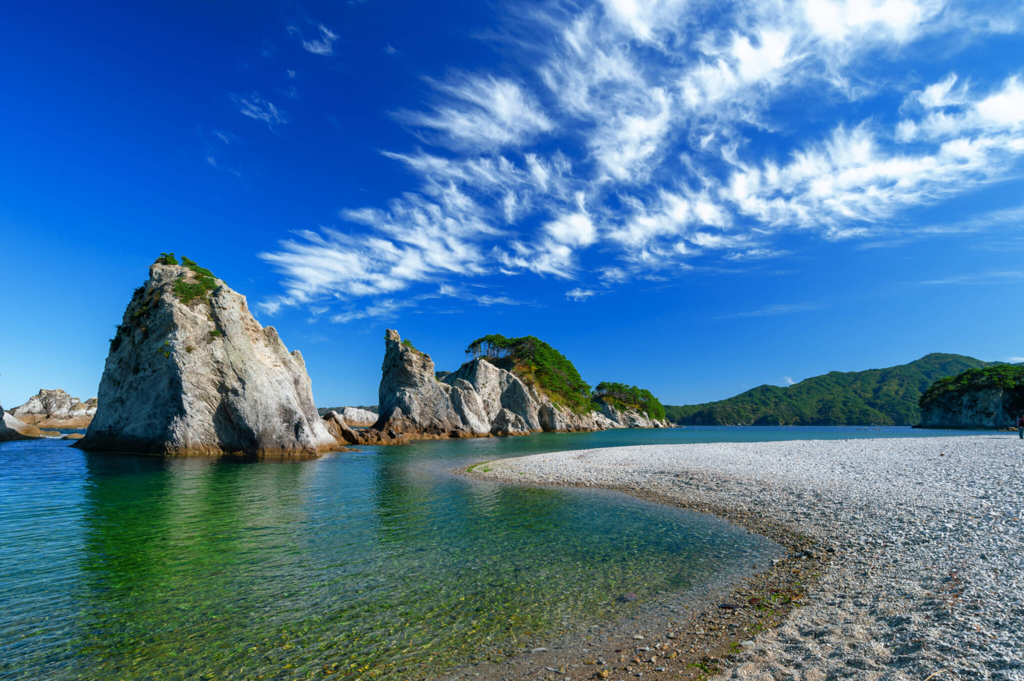 Jodogahama Pure Land Beach volcanic rock formations Iwate.